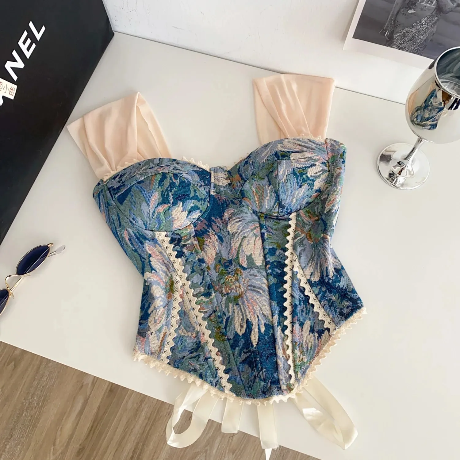 American Retro Print Evening Camisole Female Strap Lace Spliced Slim Top 2025 Streetwear Floral Vintage Beach Tank Top — image 8