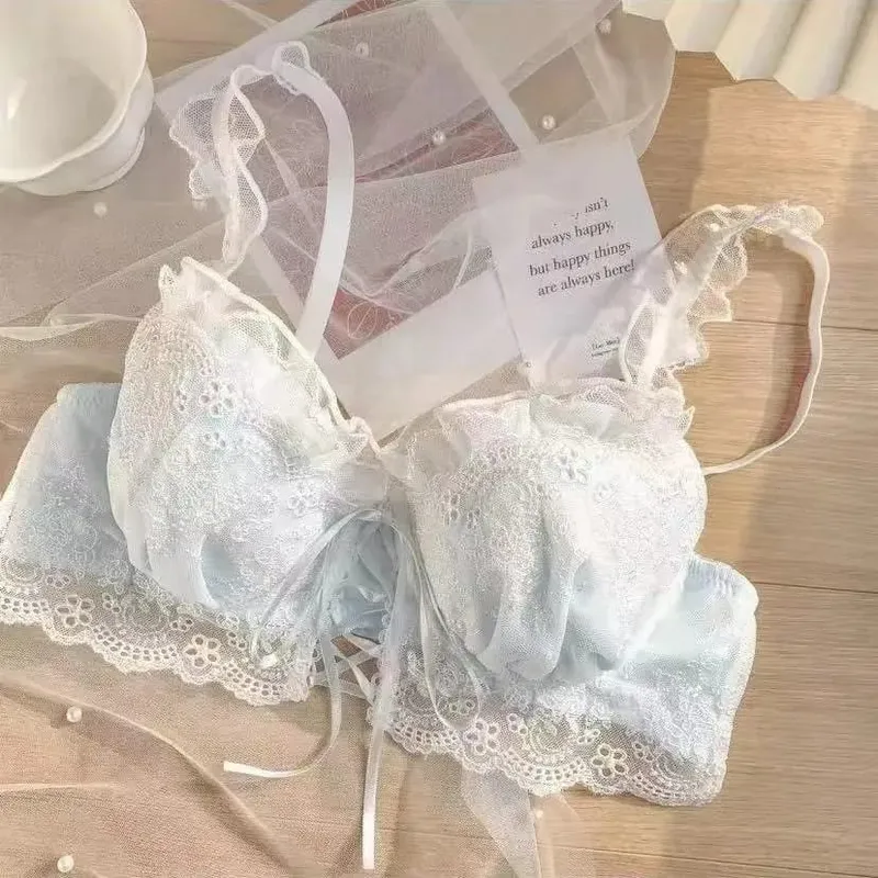 Japanese Style Lace Bralette Set Sexy Cute Underwear with Steel Ring for Small Breasts Push Up Bra & Panty Set Hot Sale Now! — image 8