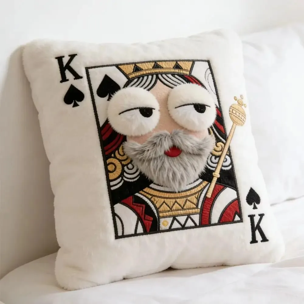 Patchwork Style Poker Card Cushion High-Value Design Card Game Theme Embroidered Pillow 3D Big Eyes Plush Cushion Gift Giving — image 9