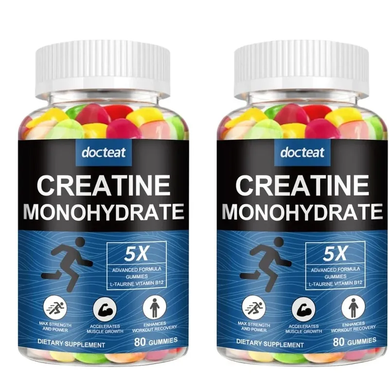 Docteat Creatine Monohydrate Gummies Chewable for Strength and Power Supports Muscle Growth and Workout Recovery 80 Gummies — image 8