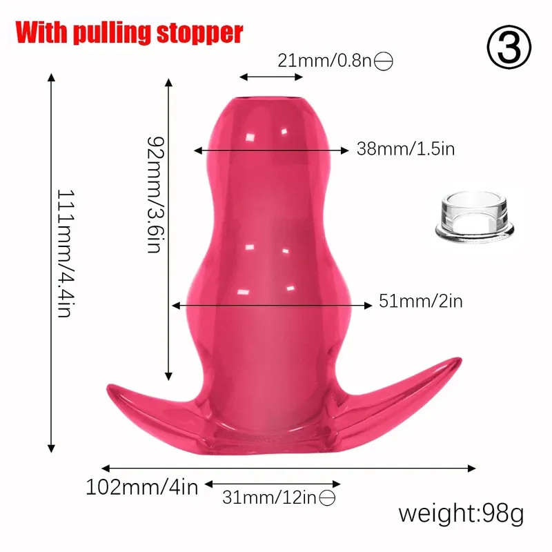 Purple TPE Hollow Tunnel Butt Plug Set - Graduated Open Anal Stretcher Plugs Flexible Sex Toy para sa Mga Lalaki at Babae — image 9