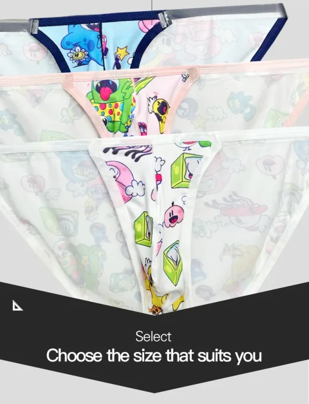 1PCS Voller Druck Cartoon Graffiti Männer Slips Weichen Stoff Breiten Bund 3D U Pouch Low Rise Close Fit Herren unterwäsche — image 12