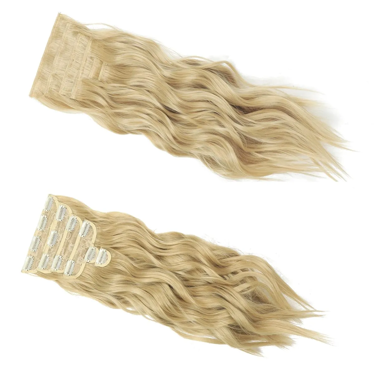 Clip in Hair Extensions 6PCS Thick Synthetic Hair Long Beach Waves hair Invisible Lace Weft Natural Soft Hairpieces for Women — image 6