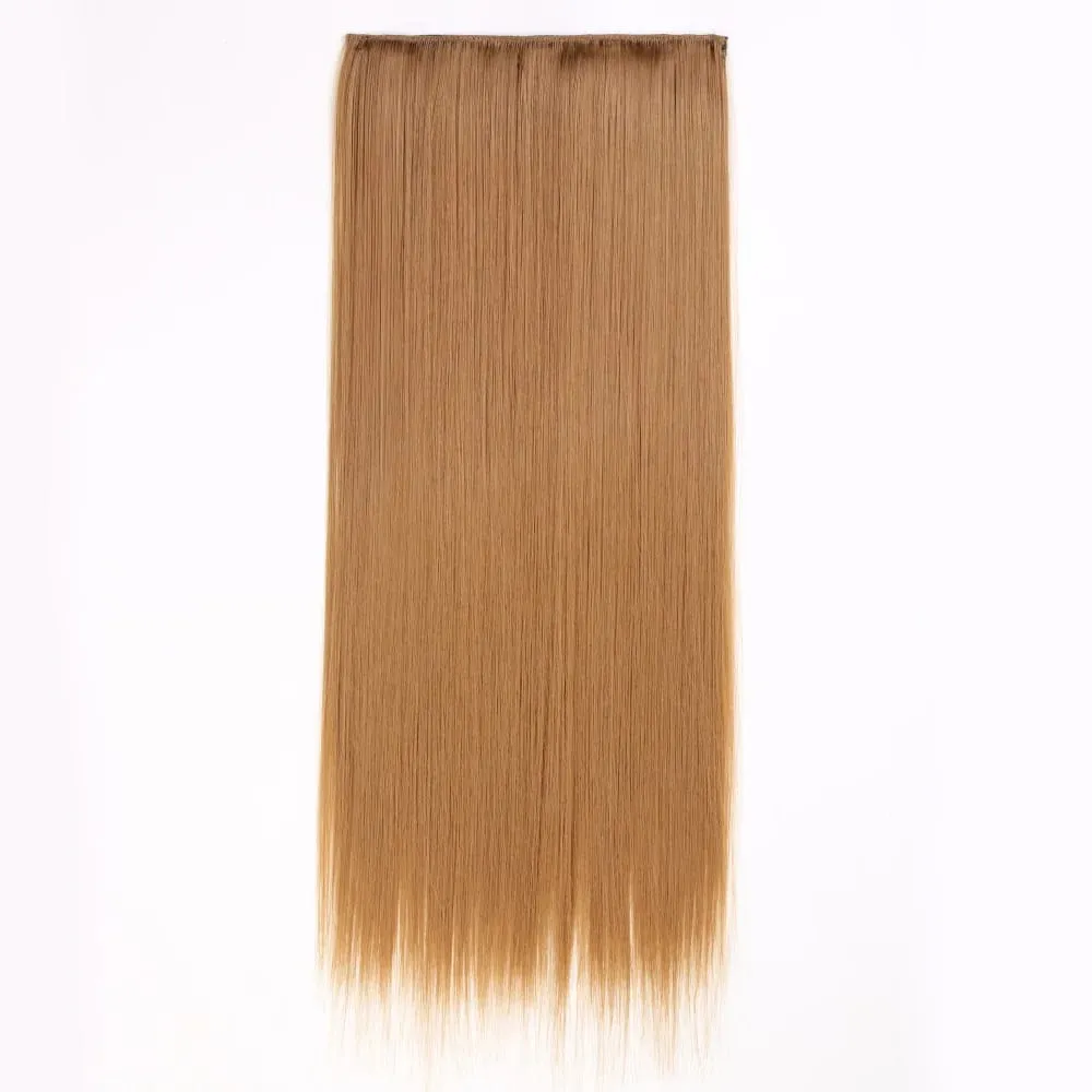 Synthetic Natural Synthetic Hair Extensions 5 Clip In Artificial Fake Ombre Blonde Brown Black Pink Straight False Hair Piece — image 30