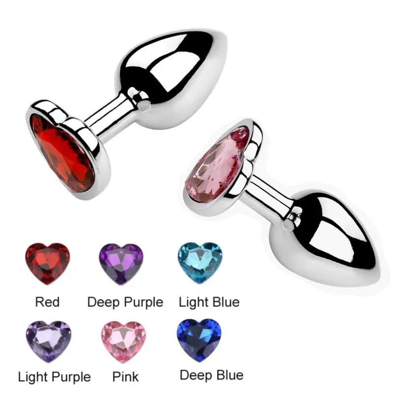 Heart Shaped Metal Anal Plug Butt Plug 6 Colors S/M/L Sizes Unisex Adult Sex Toys for Men Women Anal Massager Pleasure Toy — image 2
