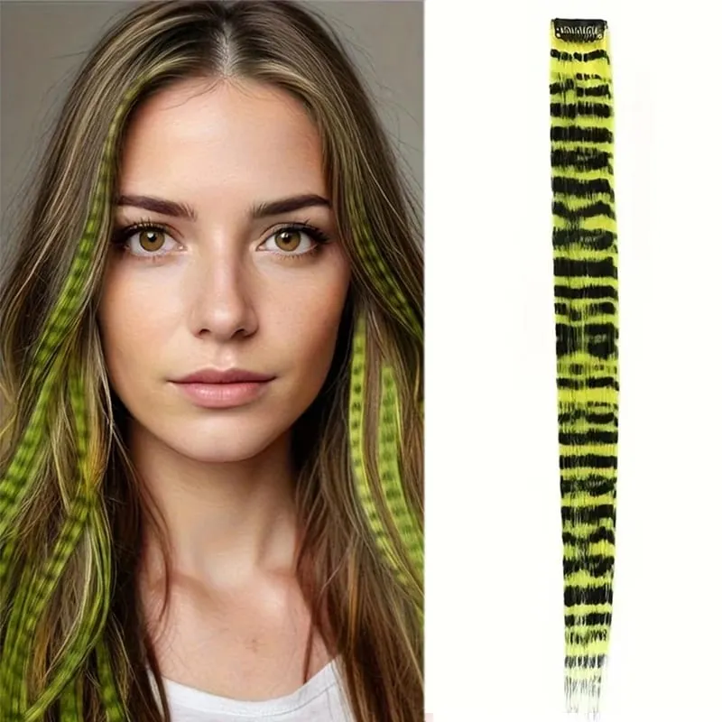 Rainbow Colored Feather Clip In Hair Extensions 18inch Synthetic Hair Piece Y2K Fashion For Women Girls Cosplay Party Halloween — image 16