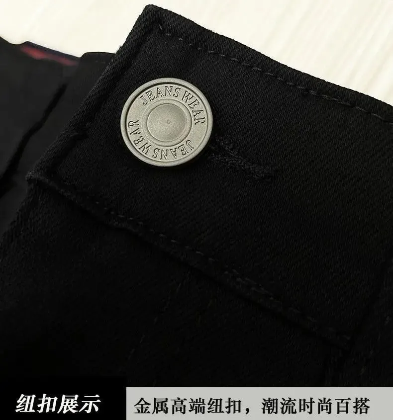 High-end Elastic Waistband Jeans Men's 2026 Spring Summer New Black Elastic Slim Trousers Men's Luxury Jeans for Man Original — image 4