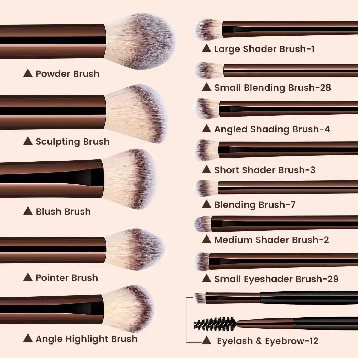 13 Pcs Makeup Brush Set Full Kit Foundation Powder Blush Eyeshadow Eyebrow Brushes Highlighter Concealer Lip Brush with Makeup — image 3