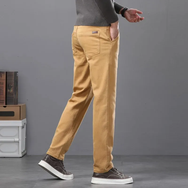 2026 New Cotton Elastic Men's Jeans Spring Fitted Straight Business Casual Trousers Soft Comfortable Fashion Korean Denim Pants — image 3