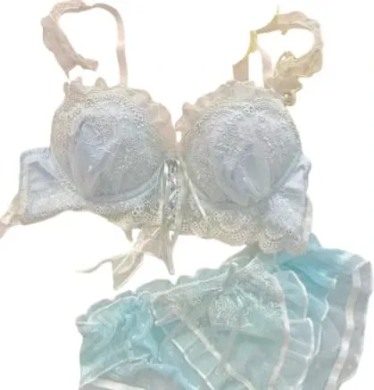 Japanese Style Lace Bralette Set Sexy Cute Underwear with Steel Ring for Small Breasts Push Up Bra & Panty Set Hot Sale Now! — image 1