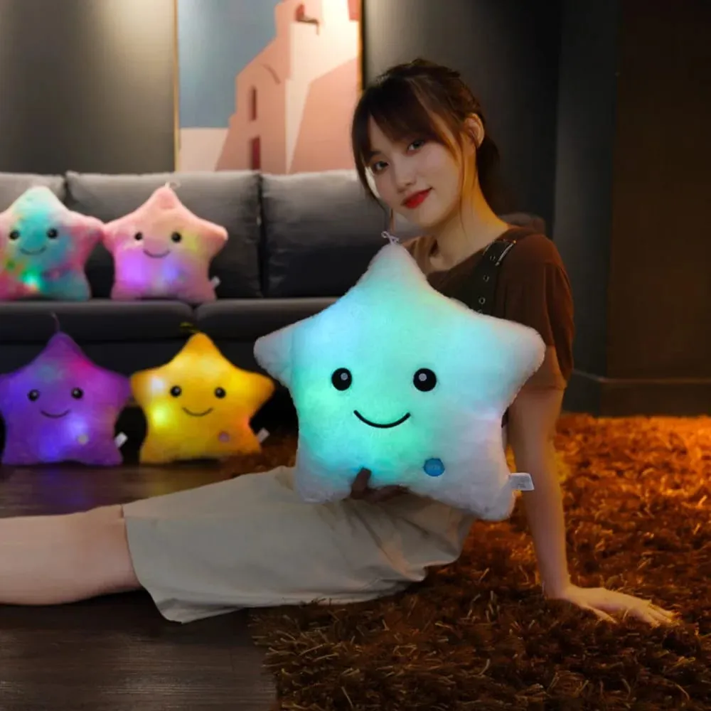 Cute LED Electronic Star Plush Toy Star Soft LED Star Doll Toy Home Decoration Baby Kid Toys Soft Star Pillow — image 5