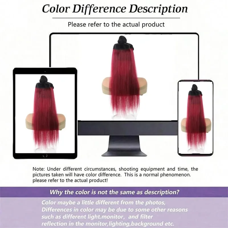One piece hanging ear dyed synthetic wig piece for women highlighted color hair extensions — image 7