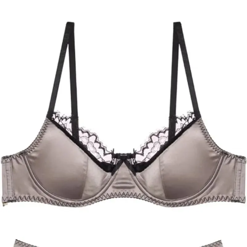 Red Satin Bra Set Dopamine Lingerie for Small Chest Push Up Gathers Anti Sagging Sexy Lace Bralette for Women Pure Sensual — image 3