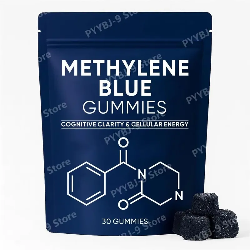 Methylene Blue Gummies Supplement 30/60pcs Focus Energy Support Vegan Non-GMO Gluten-Free Daily Nutrition Chews for Adults