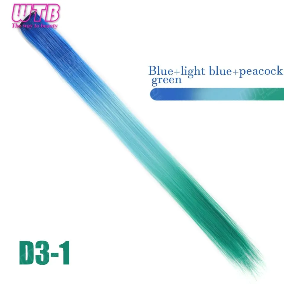 WTB Colored Synthetic Hair Extensions BB Clip Style Gradient Color Hair Extensions Suitable for Women's Daily Wear and Holidays