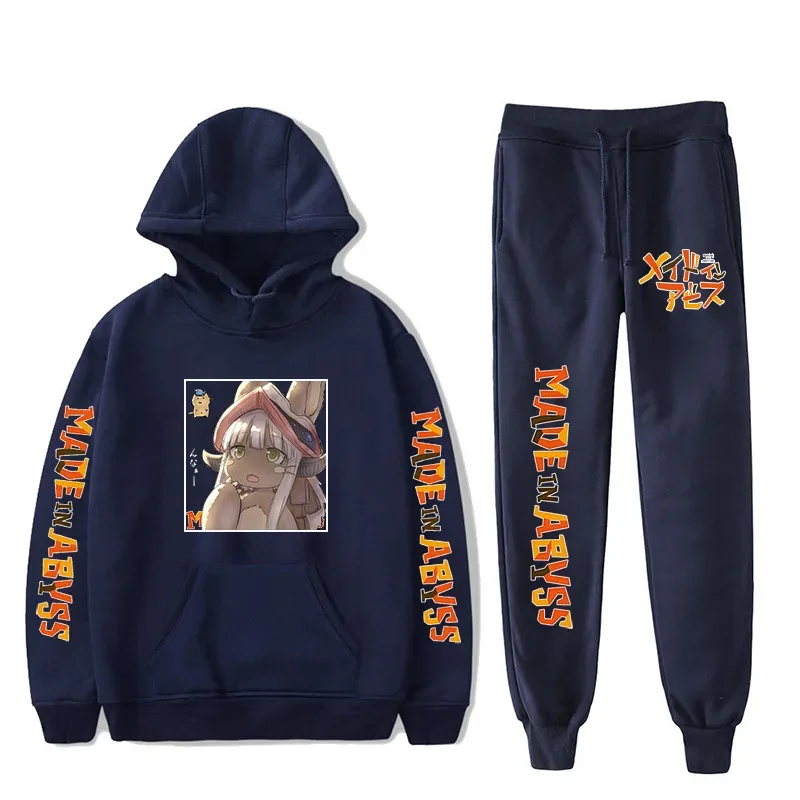 Harajuku Comfortable Made in abyss Print Sweatshirt Sweatpants Suit Men/Women Hoodies+ Trousers Suit Cute 2 Piece Set Clothes — image 39