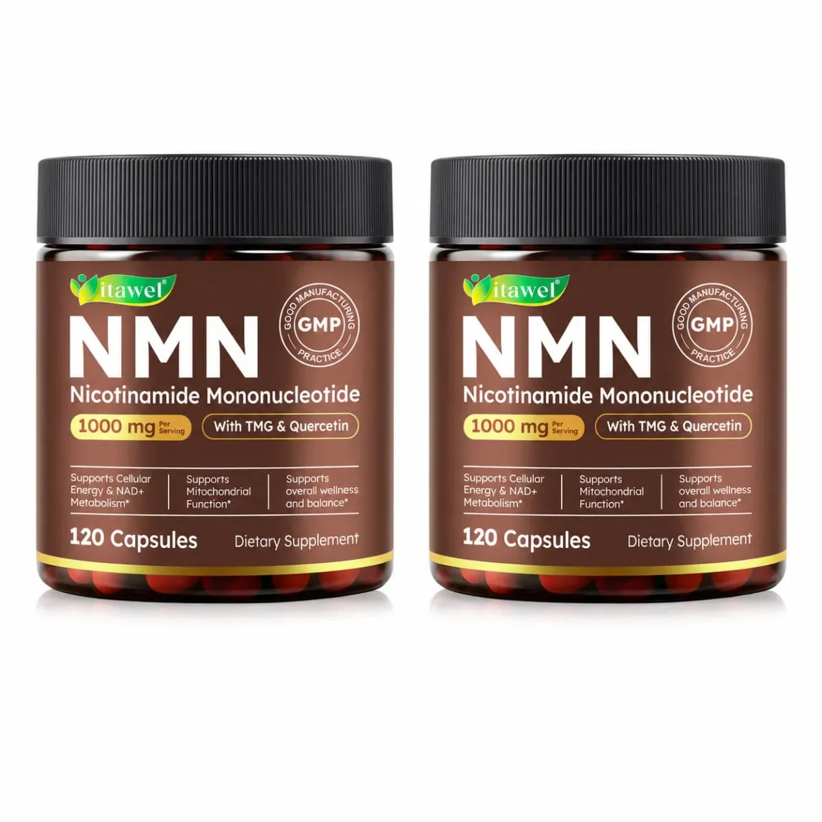 NMN Capsules 1000mg Beta Nicotinamide Mononucleotide TMG Quercetin Resveratrol NAD+ Metabolism Mitochondrial Function 120 Count — image 8