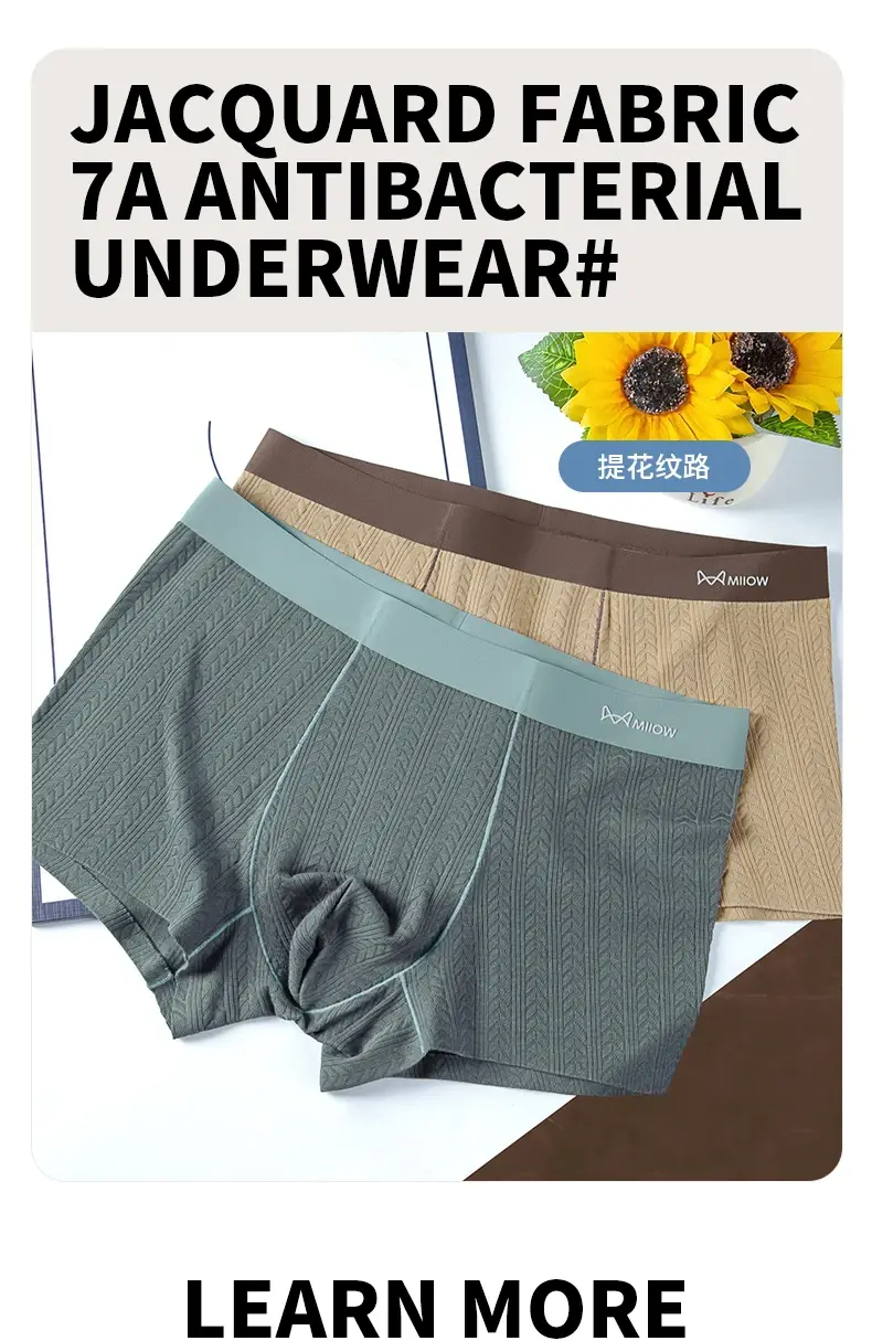 MiiOW 3Pcs Cotton Jacquard Fabric Men Boxershorts 7A Antibacterial Crotch Mens Panties Soft Comfortable Man Underwear Underpants — image 10
