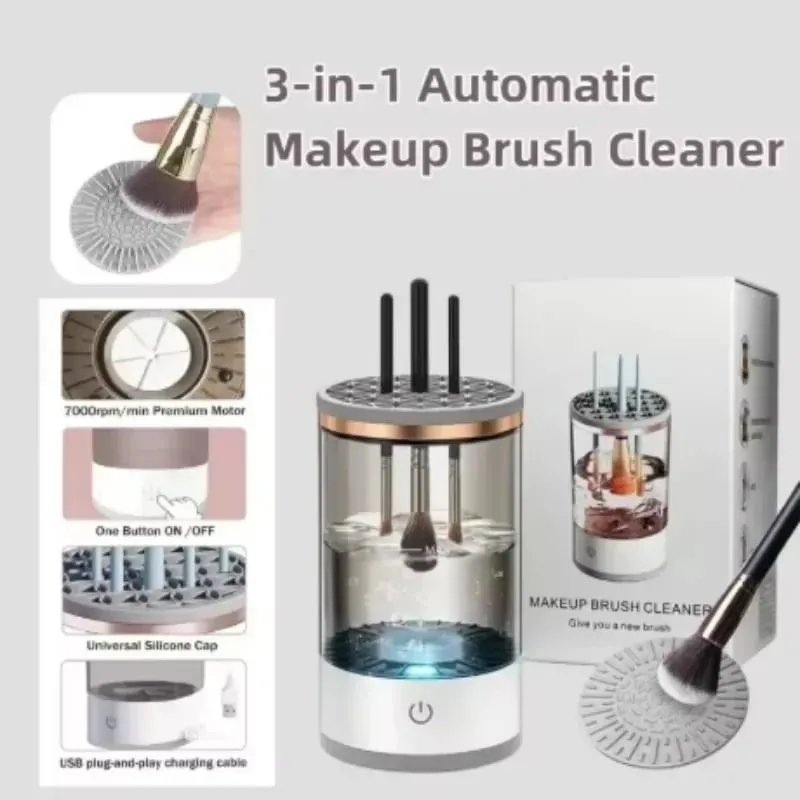 Portable USB Rechargeable Electric Makeup Brush Machine Efficient Automatic for Home Travel Cosmetic Brushes Deep Cleaning Tools — image 2