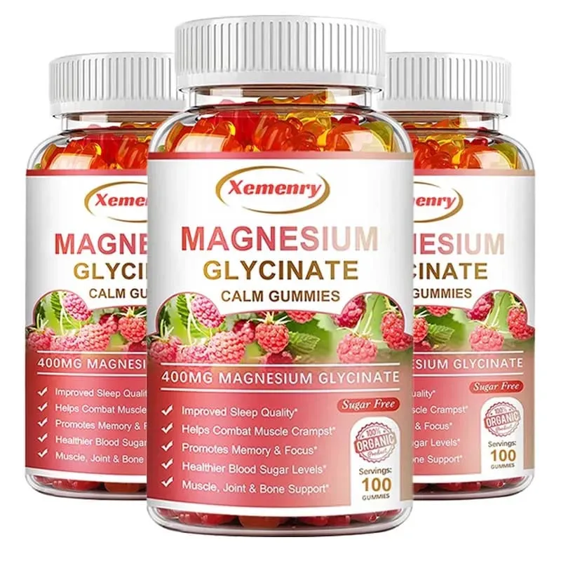 Magnesium Glycinate Gummies Lugn lindrar stress Stöd Sömnstöd Minneskoncentration och muskelspasmer — image 1