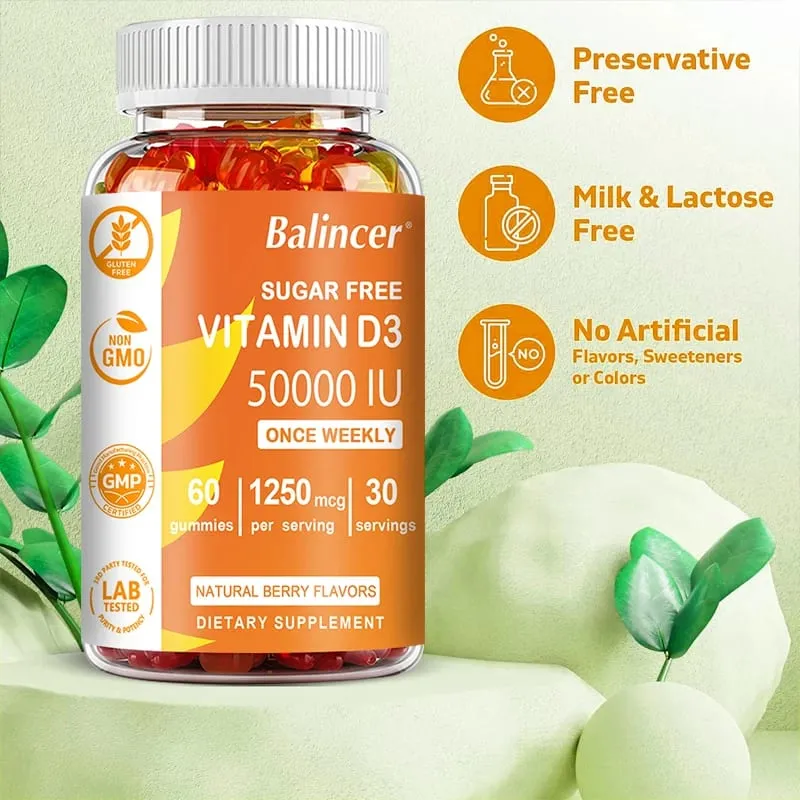 Vitamin D3 Berpotensi Tinggi 50 000 IU - Sokongan Imun Tulang Gigi Jantung dan Kesihatan Saraf Antioksidan - Bebas Gluten Bukan GMO — image 2