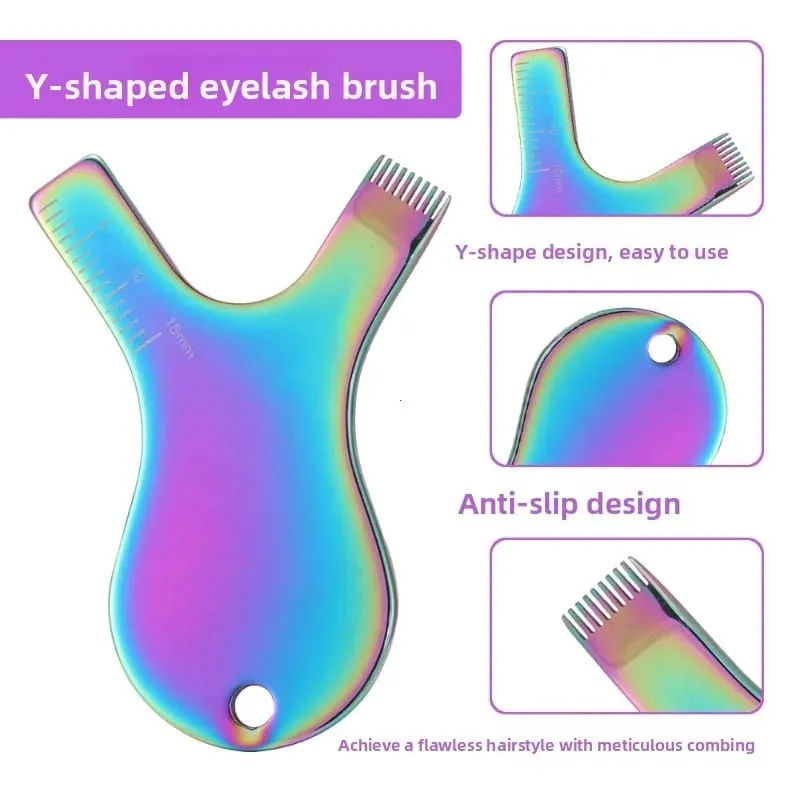 Lash Makeup Brush Eyelashlift Perm Tool Reuseable Stainless Steel Eyelash Brush Clean Comb Y Shape Grafted Eyelashes Brushes — image 4