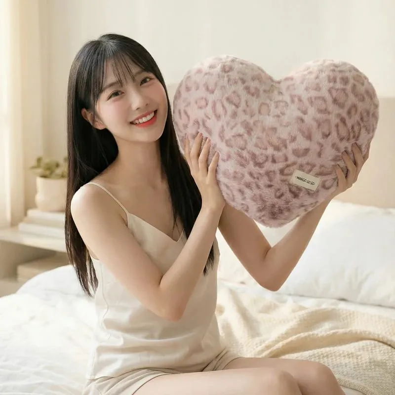 40x35cm Leopard Print Pillow Love Heart Soft Stuffed Plush Warm Sofa Cushion Romantic Valentine's Day Gifts Home Decor For 2026 — image 6
