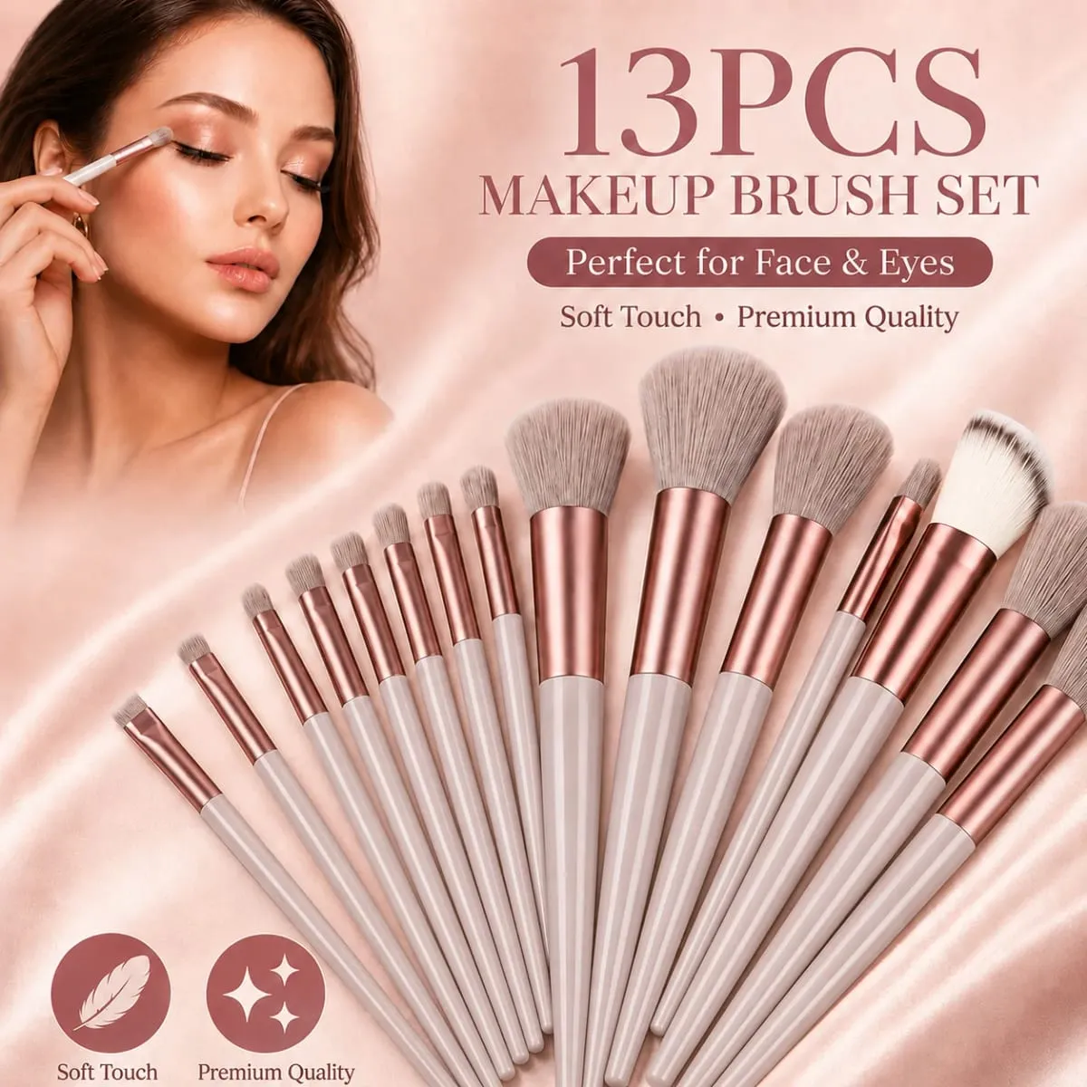 13Pcs Makeup Brush Set Soft Face & Eye Makeup Brushes for Foundation Powder Blush Concealer & Eyeshadow — image 2