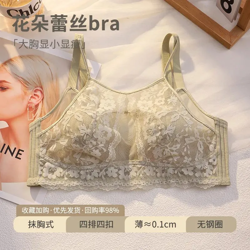 French Style Lace Strapless Bra For Women Large Bust Minimizer Slimmer Sexy Beautiful Back Comfort Lingerie Size 34-44 M-XXXXL — image 10