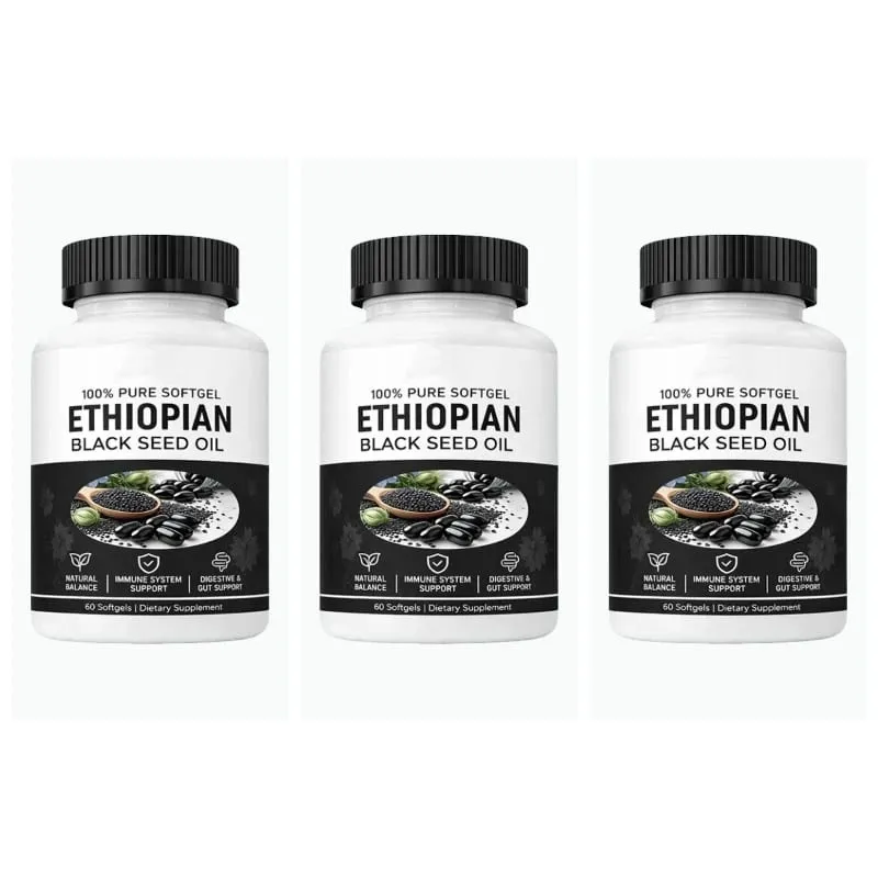 Ethiopian Black Seed Oil Purely Nutrient Ethiopian BlackSeed Oil Capsules with Thymoquinone Organic Cold-Pressed 60 Softgels