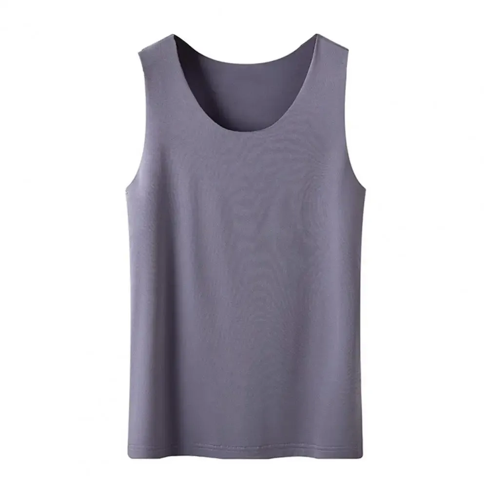 Women Bottoming Vest Ice Silk Seamless Sleeveless Pure Color Plus Size Stretchy Round Neck Dry Dry Cooling Camisole Basic Top 80