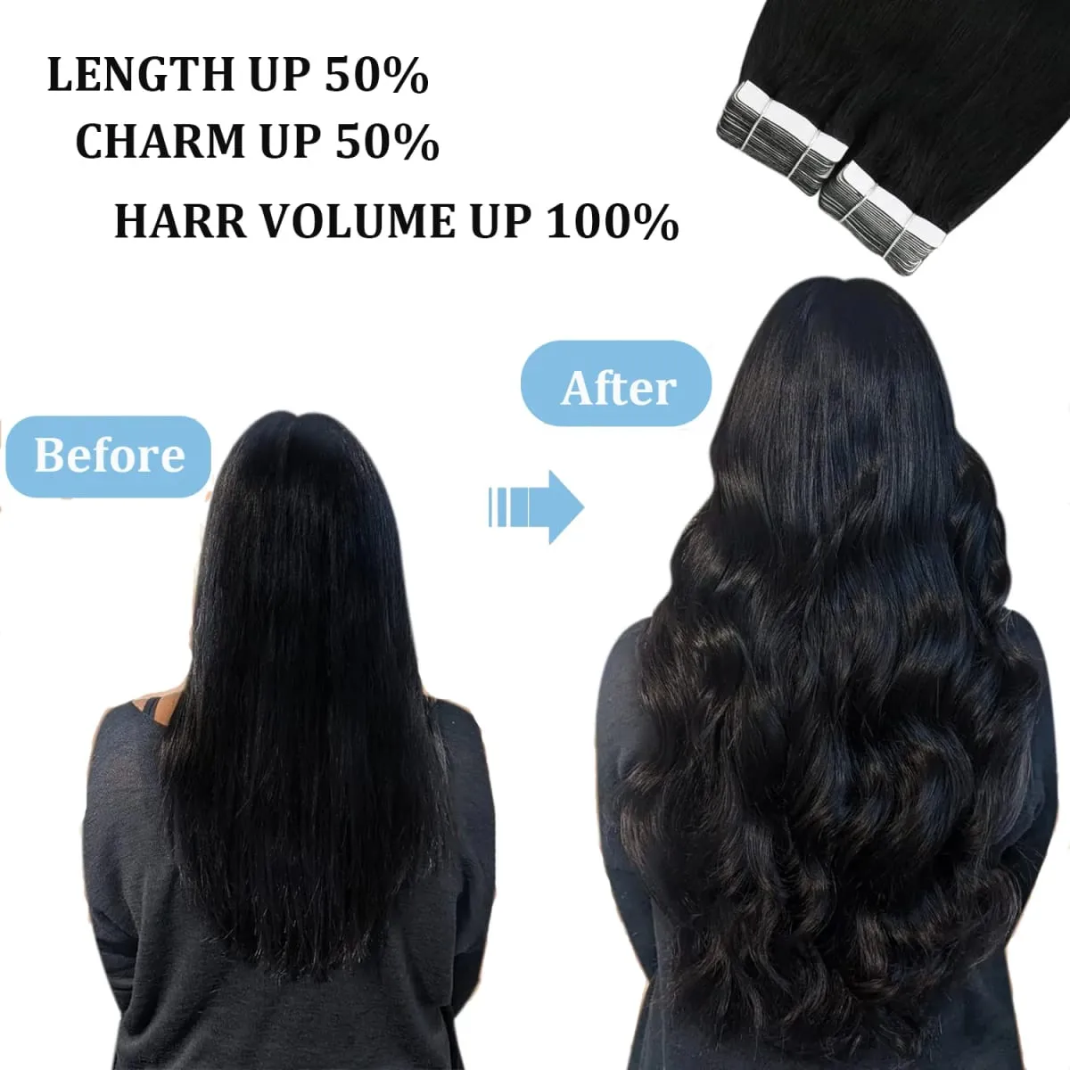 100% Human Hair Tape in Hair Extensions Skin Weft Silky Straight Remy Hair Extensions to Add Hair Volume&Length Natural Look — image 6