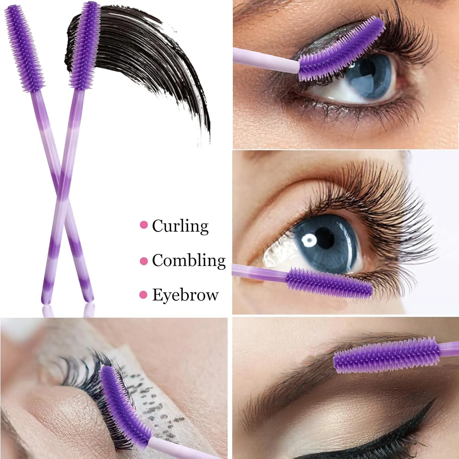 100PCS Eyelash Brush One-Off Disposable Eyelash Mascara Brushes Mascara Wands Disposable Lip Applicators liner Brushes Women