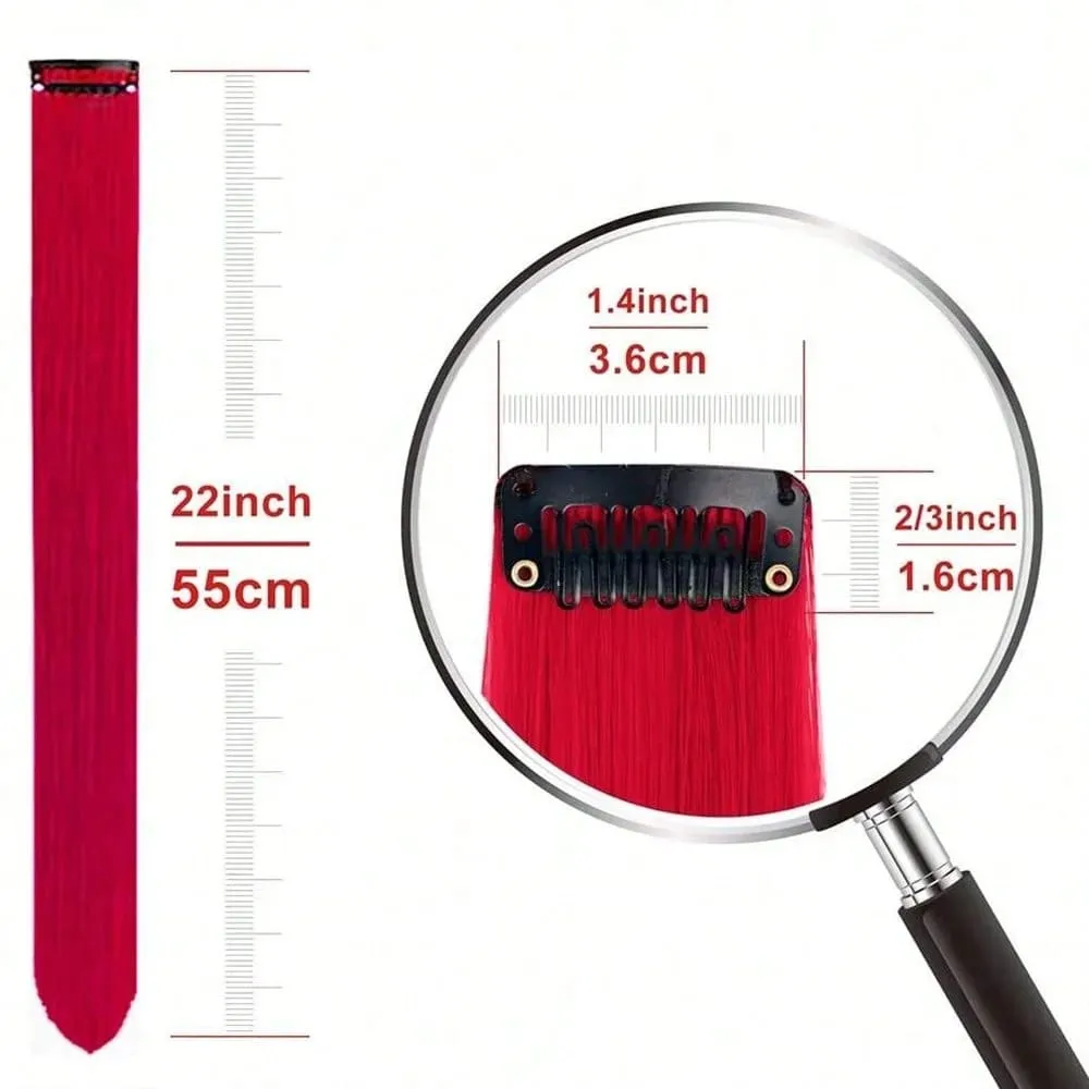 Synthetic 10Pcs Colored Party Highlights Clip in Hair Extensions for Girls Multi-colors Straight Hair Hairpieces for Daily Use — image 4