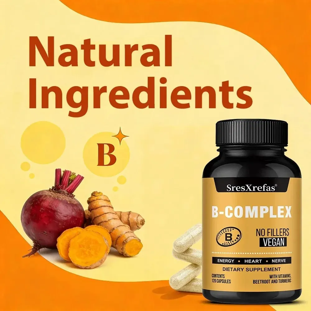 B Vitamin Supplements - with B12 for Mood Brain Nervous System Energy Metabolism Relieve Fatigue Heart Health — image 4