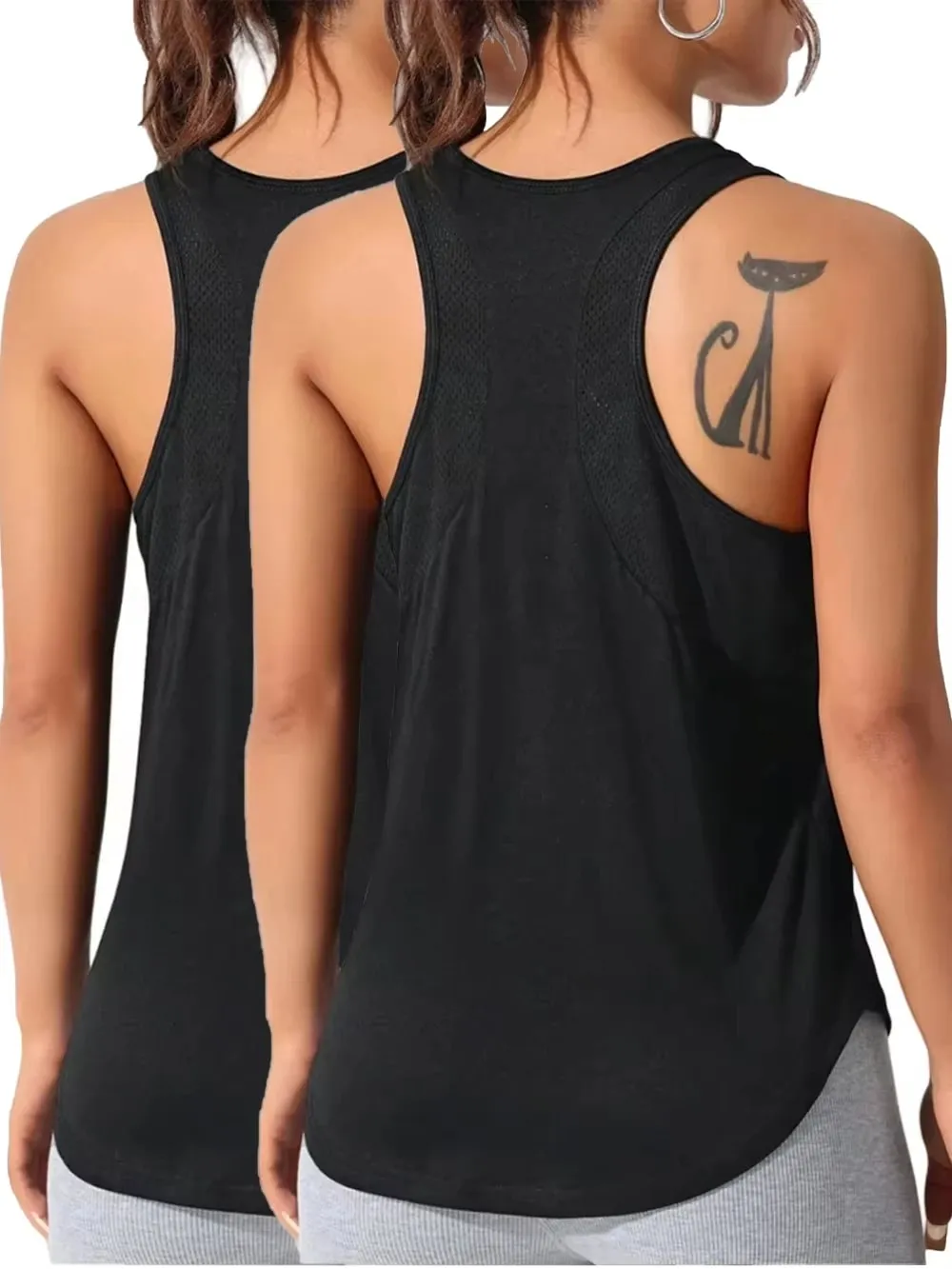 Womens Solid Sleeveless Tops Quick Drying Summer Sports Vest Loose Breathable Soft Gym Outdoor Wear Basic Womans Tank Shirts — image 12