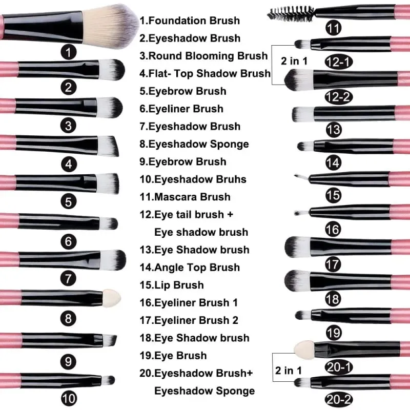 20Pcs Makeup Brush Set Eyeliner Blending Cheeks Eye Cosmetic Foundation Brushes Professional Complete Set for Face Eyeshadow — image 4