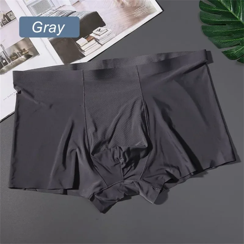 3PCS 고품질 남자의 얼음 실크 속옷 여름 얇은 통기성 원활한 팬티 섹시한 남성 속옷 플러스 크기 — image 7