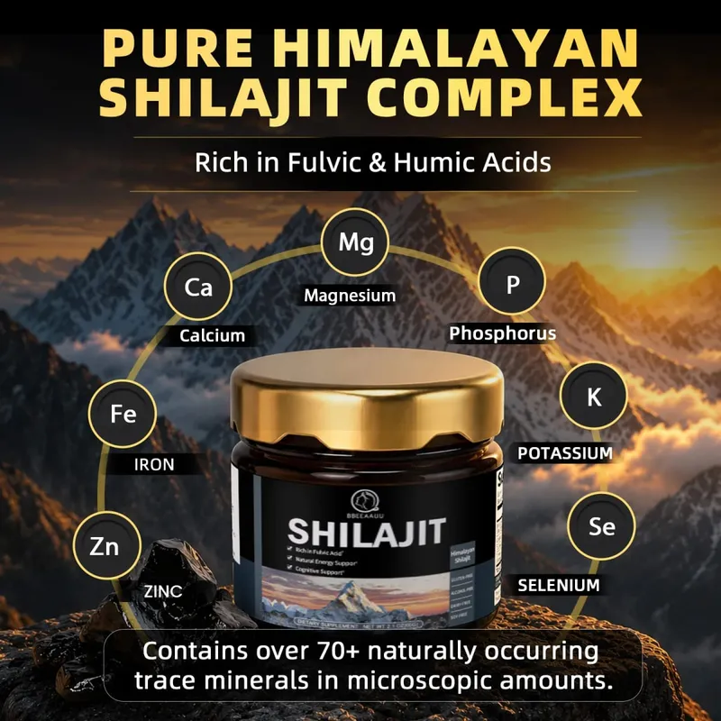 204MG Asli Shilajit Resin Minuman Asli Tambahan Mineral untuk Kesihatan Imun Metabolisme Keseluruhan Kesihatan Fizikal — image 1