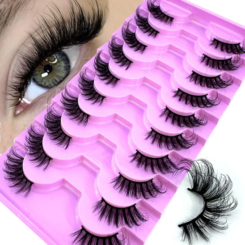 Poloviční řasy 10 párů Poloviční řasy Měkké přírodní řasy pro kočičí oči Makeup Tool Prodlužování umělých řas Fluffy Faux Cils — image 12