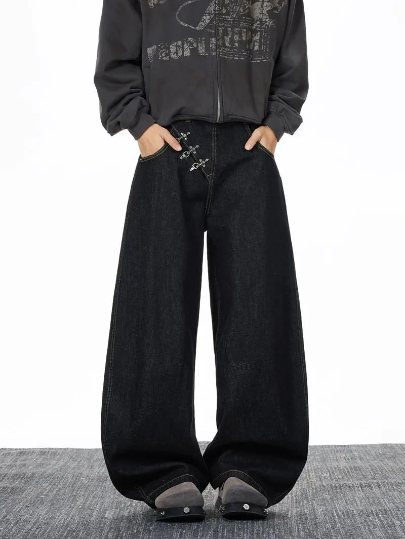 Baggy Jeans Man Pants Y2k Jeans Relaxed Fit Denim Trousers Edge Wide Leg Cargo Pants Slant Closure Casual Fashion — image 5
