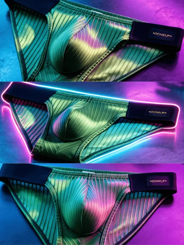 3PCS Men's Low Rise Briefs Satin Vertical Texture 3D Pouch Color Block Wide Waistband Breathable Trendy Underwear Multi Colors — image 11
