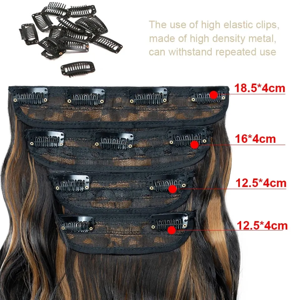 S-noilite Synthetic Hair 22inch Clips In Hair Extensions Long Wavy Clip In Hair Thick Double Weft 4Pcs/set Hairpieces For Women — image 4