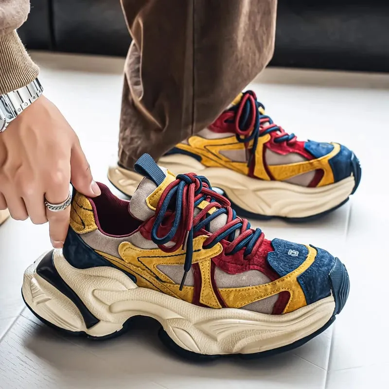 Lacing up Men's and Women's Couple Sport Shoes 2026 Thick Sole Luxury Design Casual Retro Dirty Casual Sneakers Breathable Upper — image 4