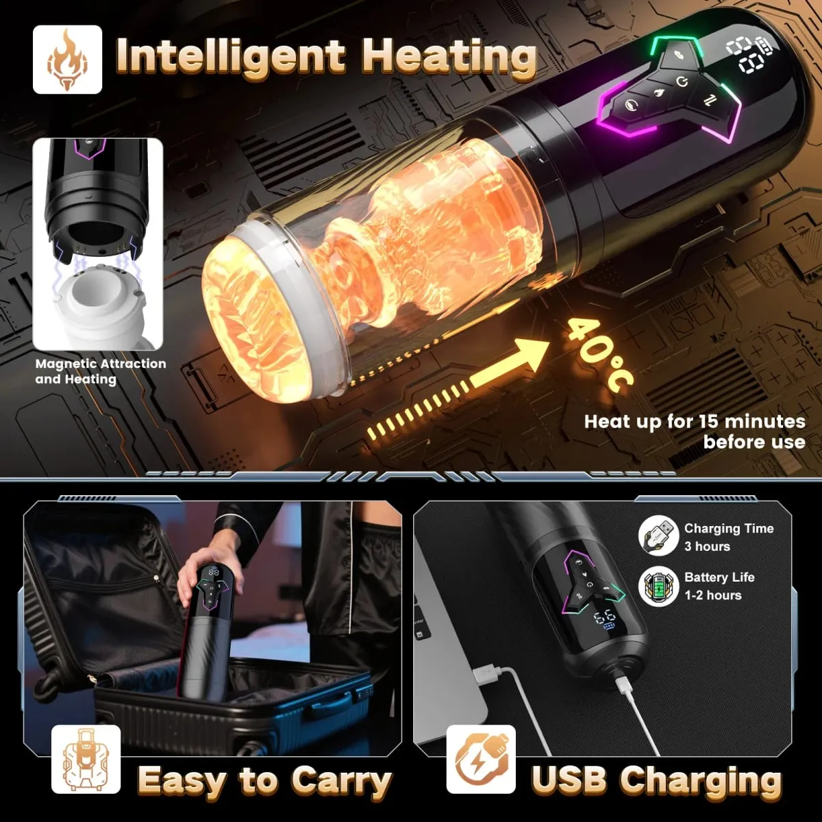 Automatic 5 IN 1 Telescopic Sucking Licking Male Masturbator Cup Penis Pump Heated Vagina Masturbation Adults Sex Toy for Men