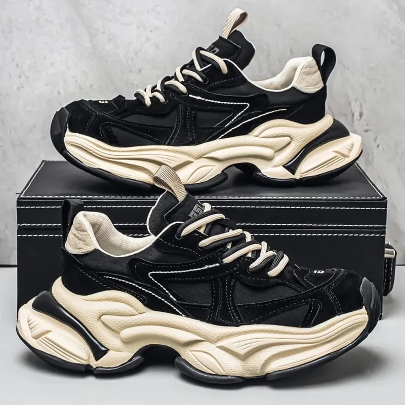 Lacing up Men's and Women's Couple Sport Shoes 2026 Thick Sole Luxury Design Casual Retro Dirty Casual Sneakers Breathable Upper — image 3
