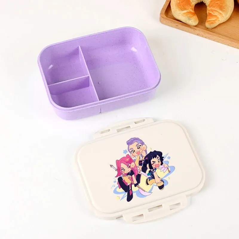 Demon Hunters Lunch Box for Boy Girl Cute Mira Zoey Jinu Portable Plastic Bento Box with Dinnerware Food Fruit Container — image 24