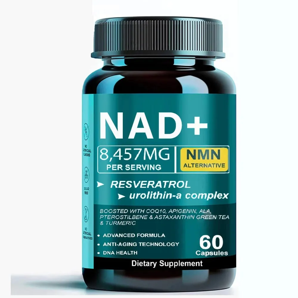 NAD Supplement 8457mg Plus for Energy Focus Skin & Anti-Aging Support - NMN Alternative Liposomal + Green Tea 60 Capsules — image 2