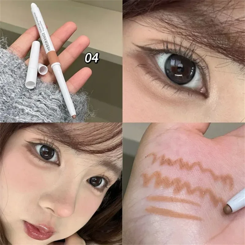 Double-ended Ultra-fine Gel Eyeliner Pencil Pink Brown Under Highlighter Pen Waterproof Matte Aegyosal Lying Silkworm Eye Makeup