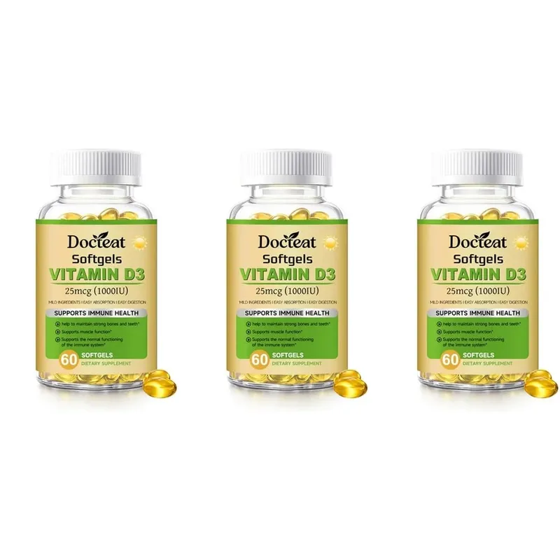 Docteat Vitamin D3 Softgels Supports Immune Health Helps Maintain Bones and Teeth for Adult Daily Requirement 60 Softgels — image 9